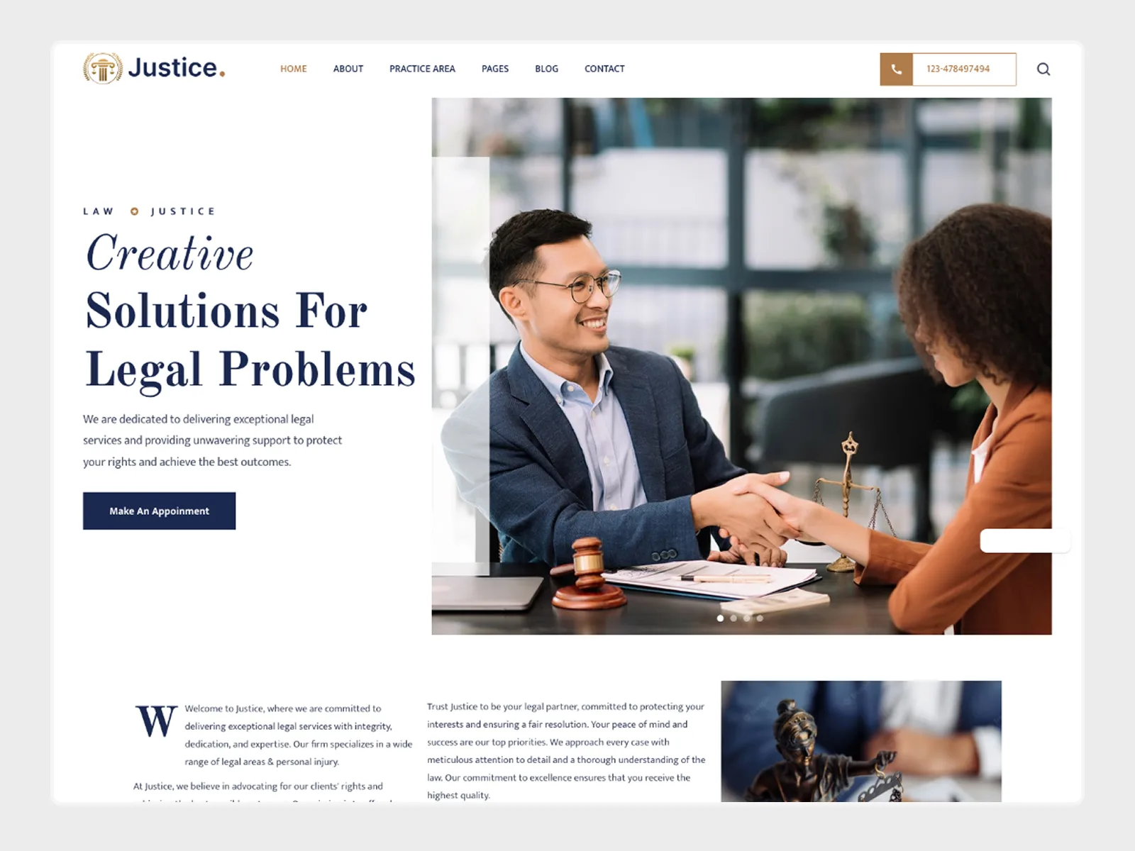 Justice — Framer law firm website template