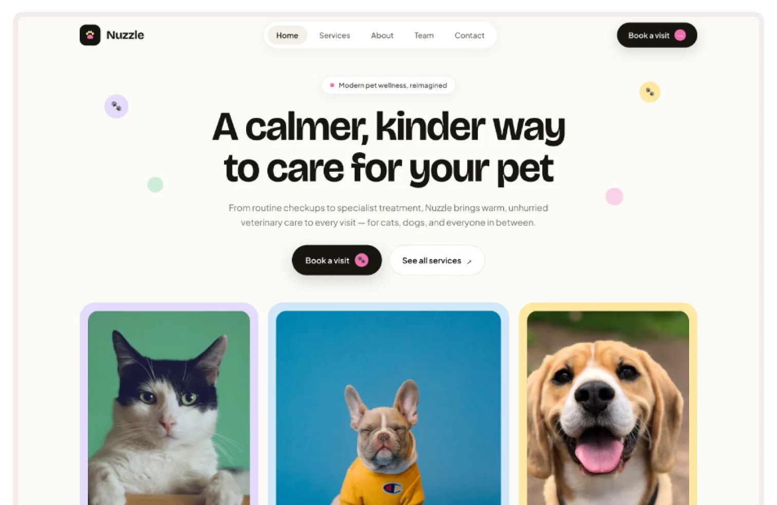 Nuzzle — Framer services website template