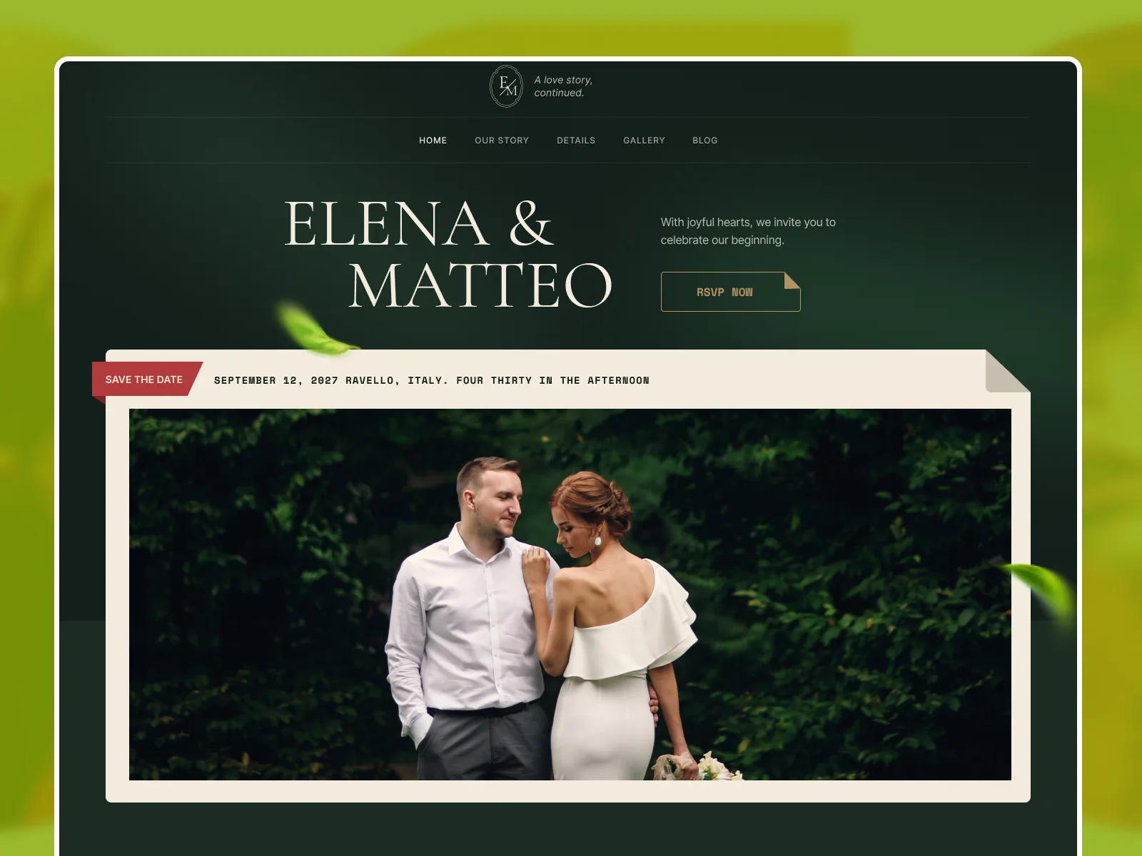 Elena — Framer wedding website template