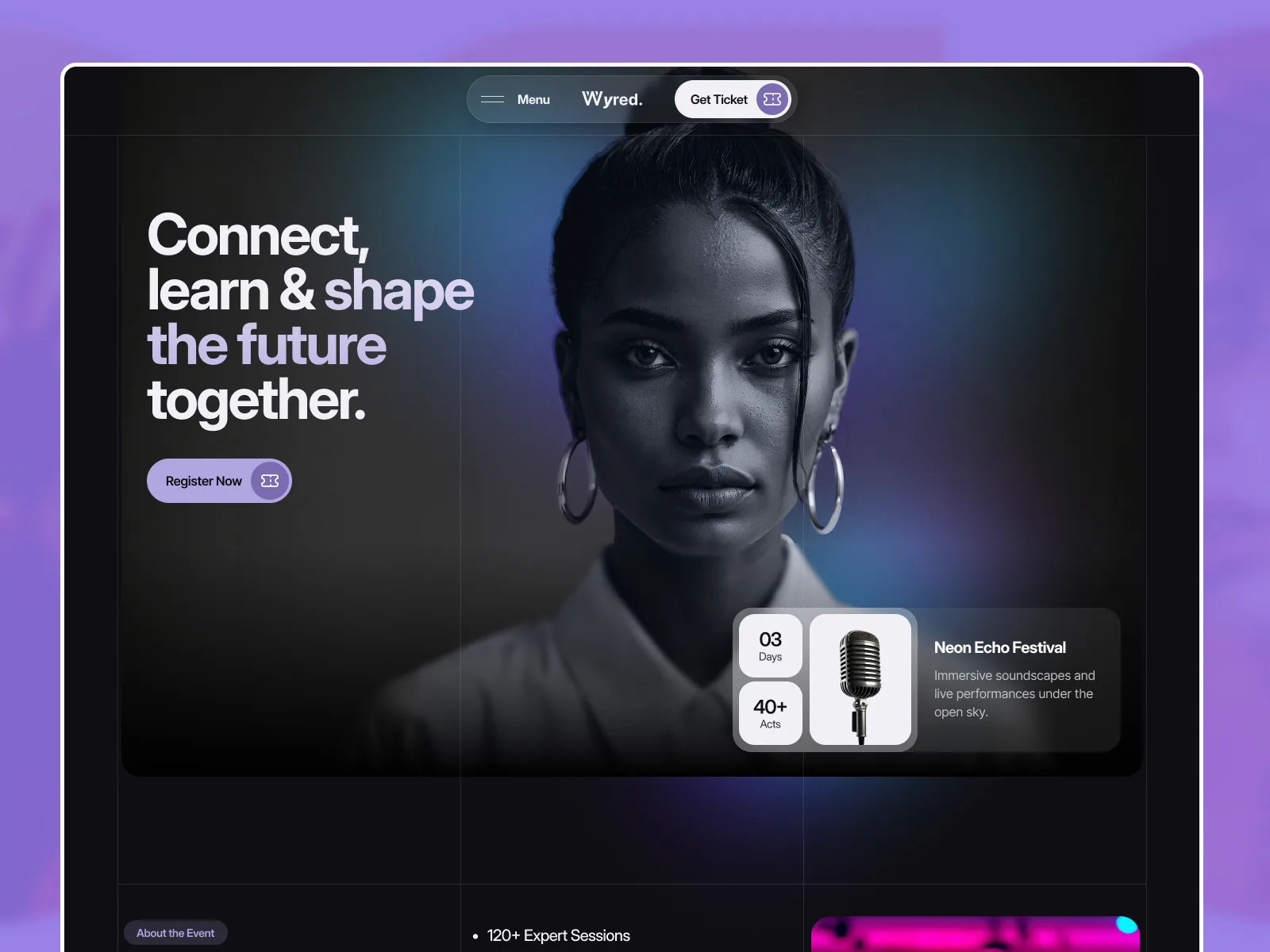 Wyred — Framer event & conference website template